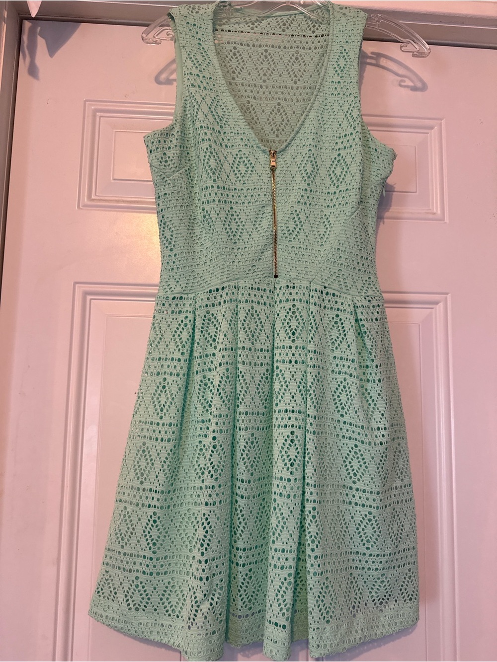 Guess Mint Green Lave Midi Dress with Gold Zip